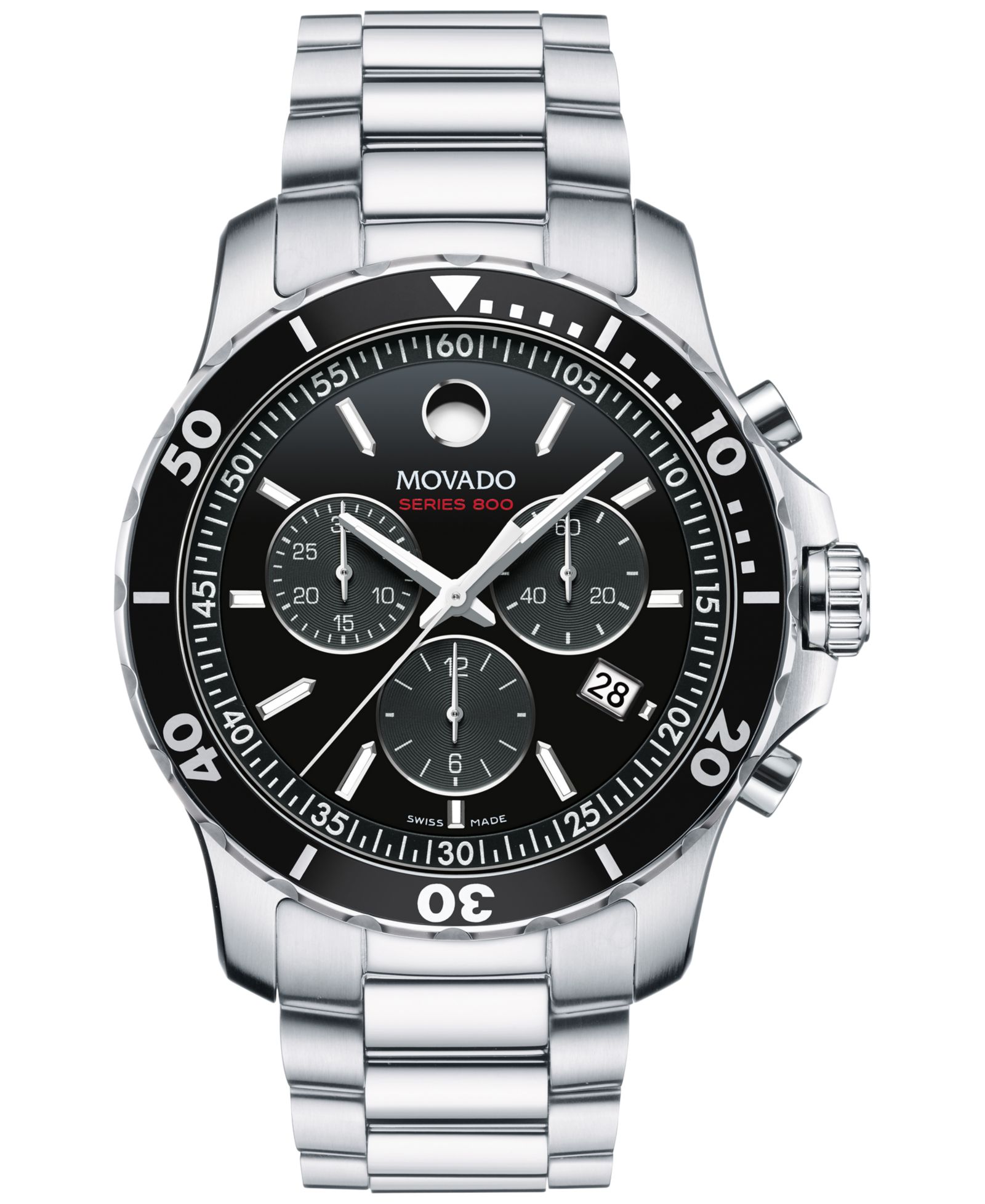 Movado Мужской Swiss Chronograph Series 800 Performance Steel Bracelet Diver Watch 42mm