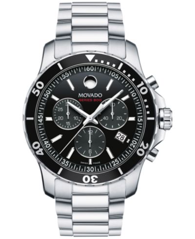 Movado Мужской Swiss Chronograph Series 800 Performance Steel Bracelet Diver Watch 42mm