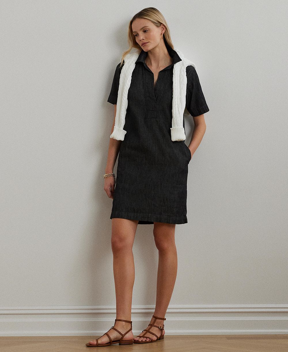Платье Lauren Ralph Lauren из денима и хлопка