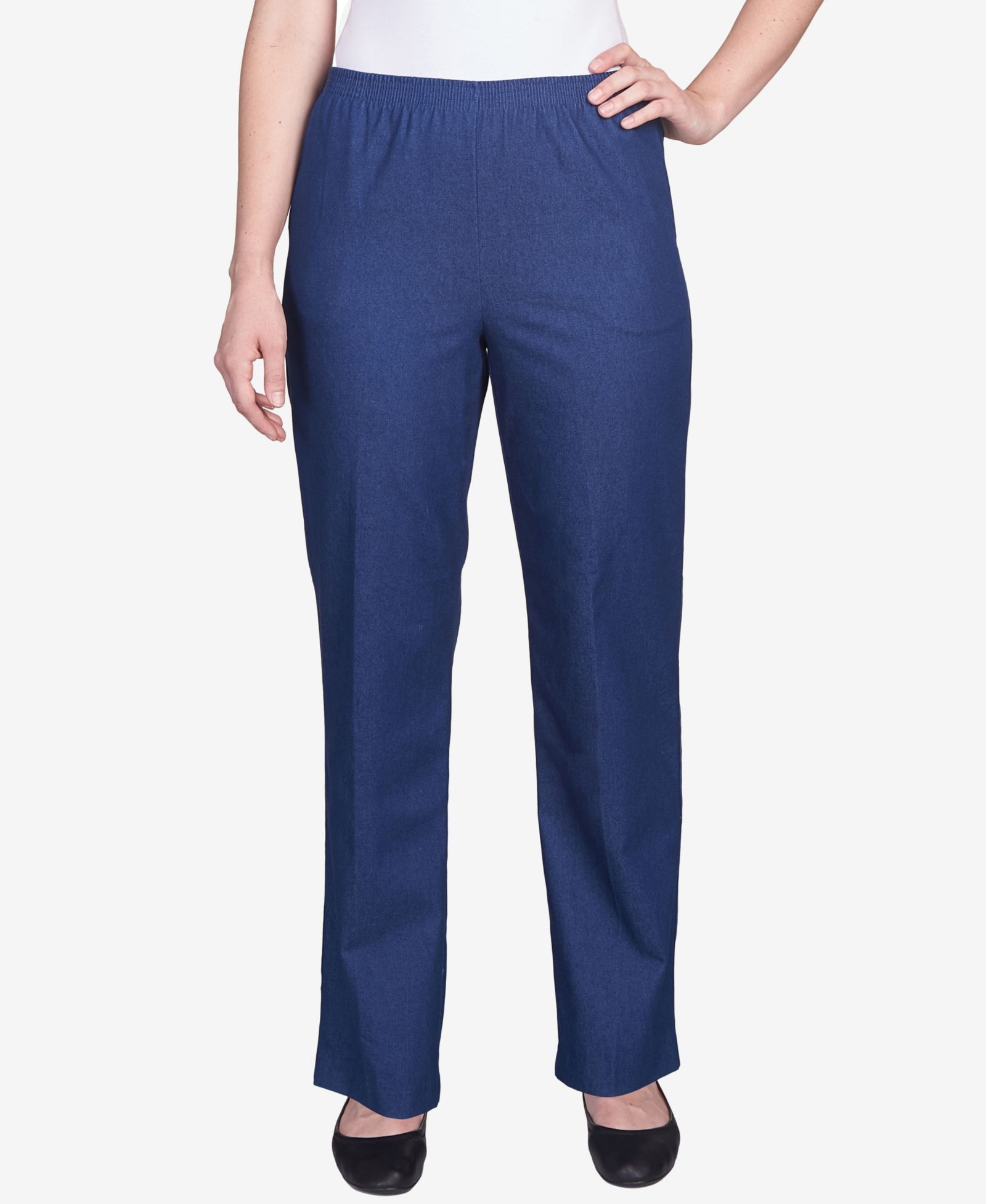 Alfred Dunner Classics Denim Pull-On Straight-Leg Pants