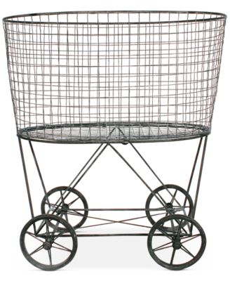 Storied Home Metal Rolling Laundry Cart with Rack