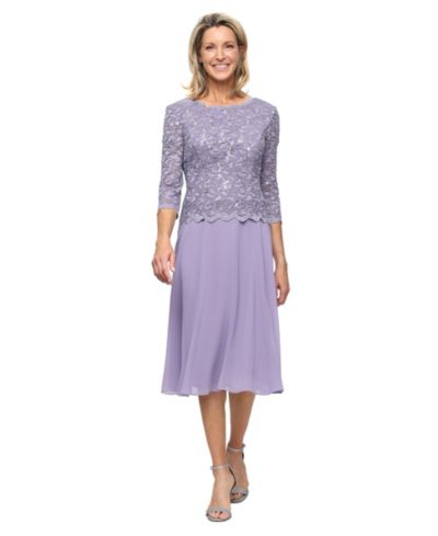 Alex Evenings Petite Cowl-Back Tea-Length Dress