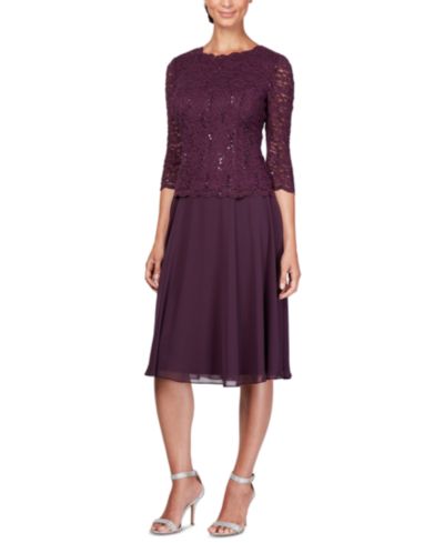 Женское платье Petite Alex Evenings Cowl-Back Tea-Length Dress