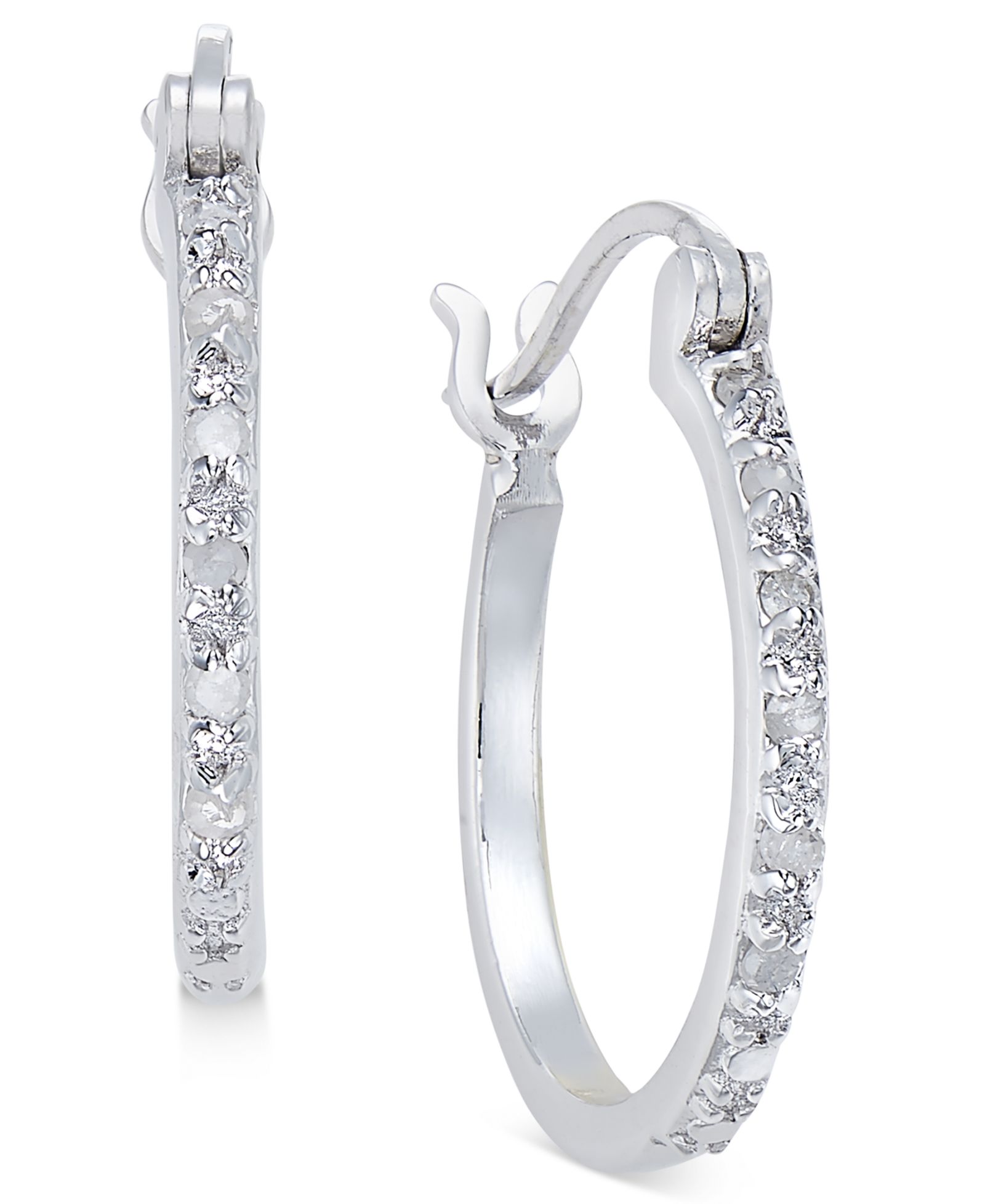 Серьги-кольца с бриллиантами (1/10 ct. t.w.) из стерлингового серебра