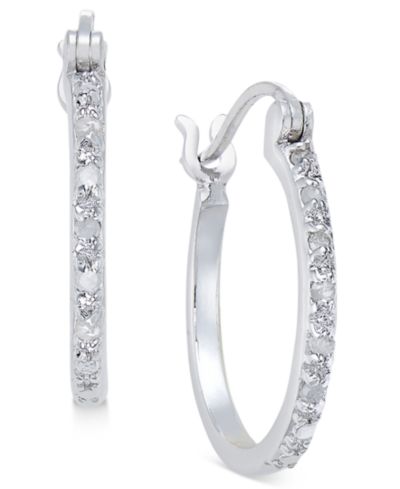 Серьги-кольца с бриллиантами (1/10 ct. t.w.) из стерлингового серебра