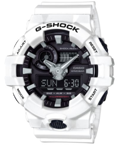 G-Shock Мужские аналого-цифровые часы White Resin Strap 54mm GA700-7A