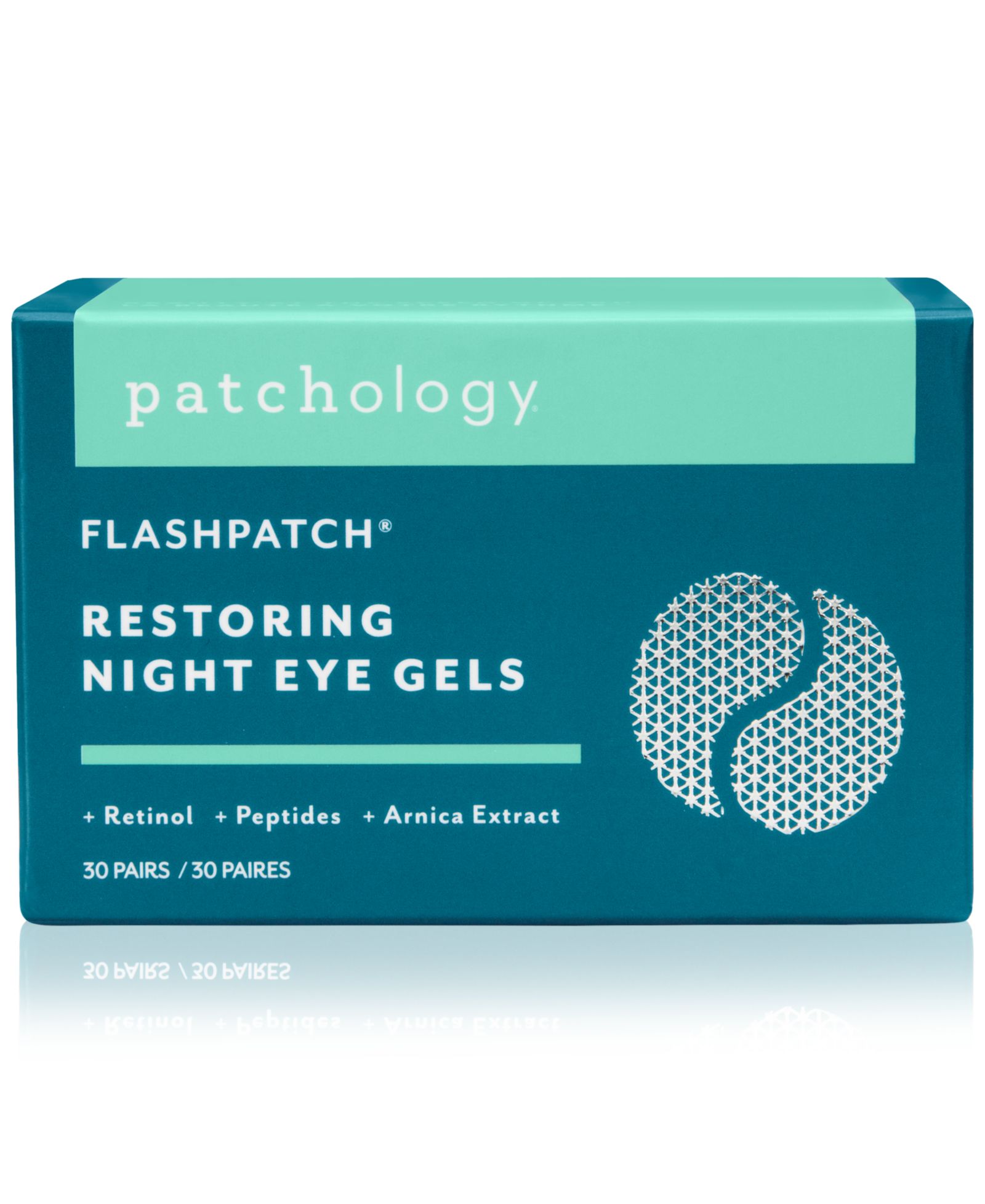 Банка с ночными гелями для кожи вокруг глаз Patchology FlashPatch Restoring, 30 шт