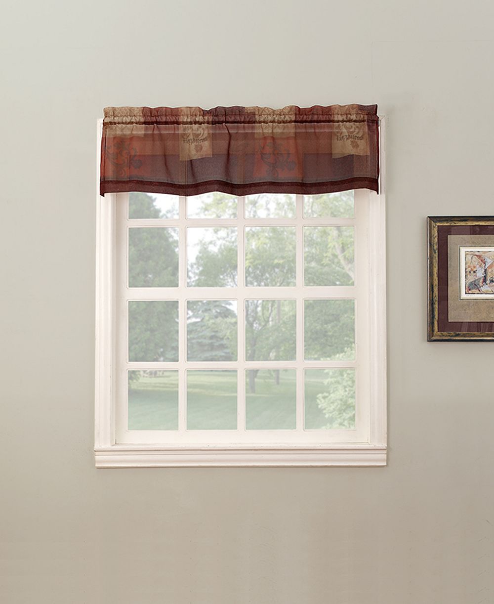 Eden Inspirational Patchwork Semi-Sheer Rod Pocket Kitchen Curtain Valance