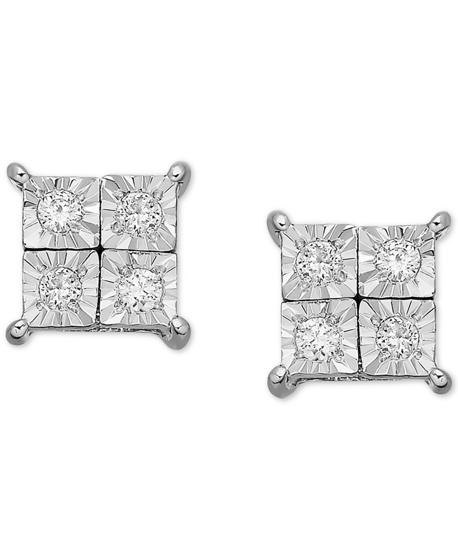 Серьги с бриллиантовым акцентом Square Earrings 14k White Gold