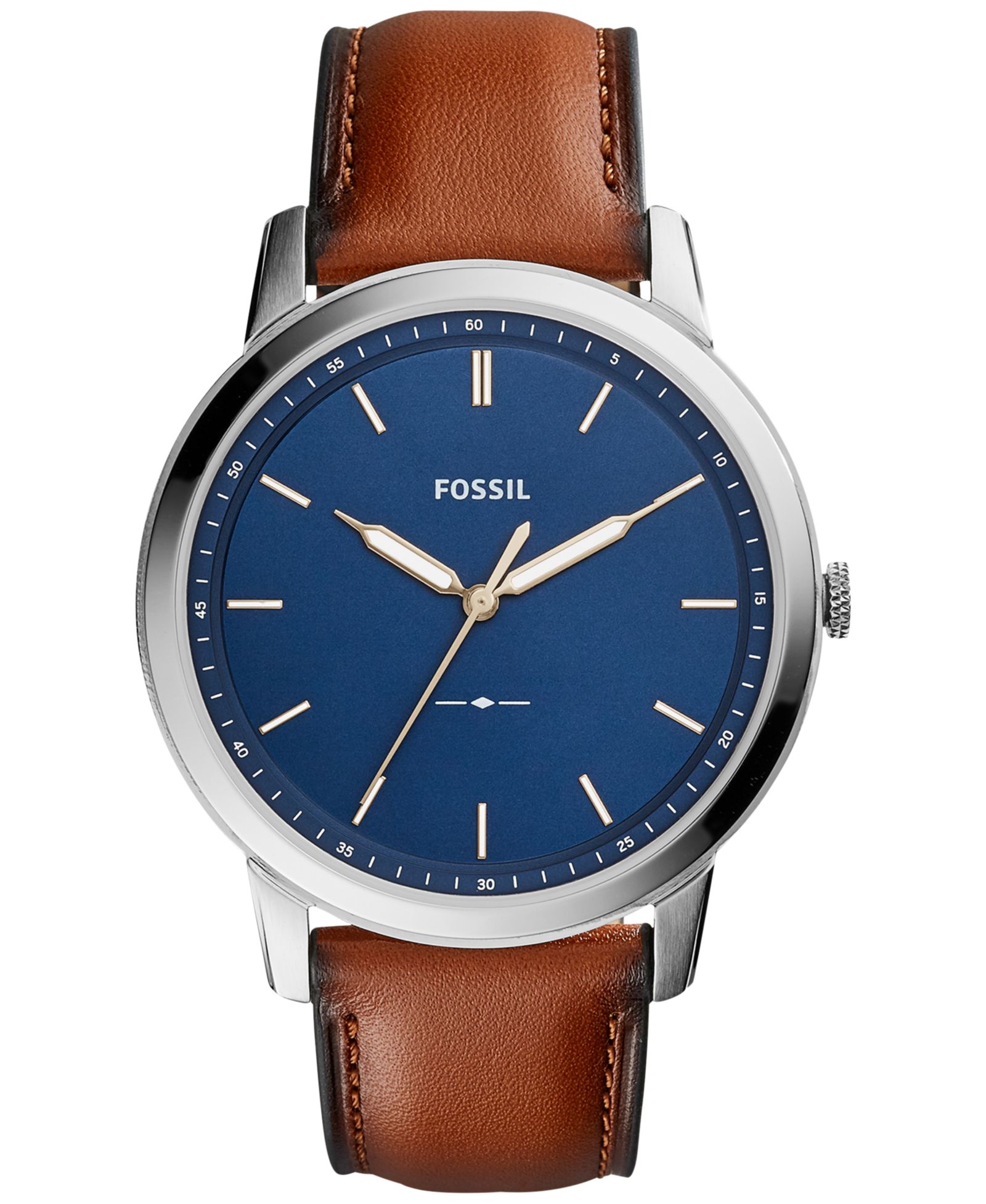 Мужские часы Fossil The Minimalist, коричневый кожаный ремешок, 44mm
