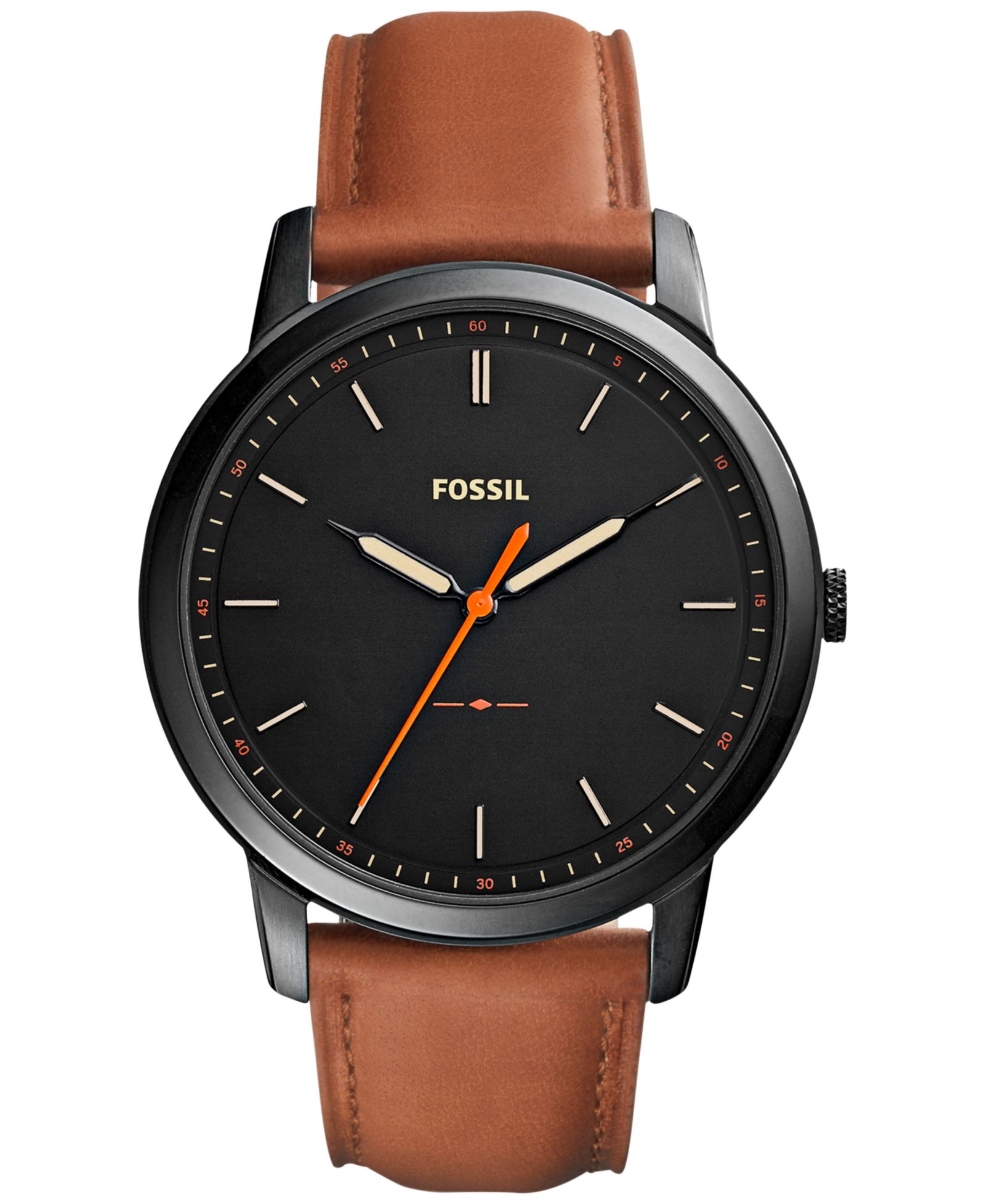 Fossil Мужские часы The Minimalist с коричневым кожаным ремешком 44mm FS5305