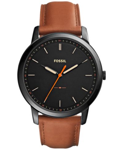 Fossil Мужские часы The Minimalist с коричневым кожаным ремешком 44mm FS5305
