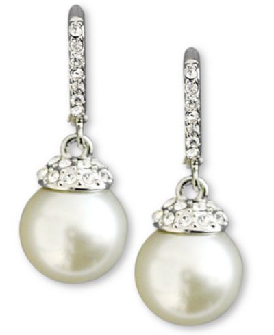 Серьги Givenchy, с кристаллами и белым стеклянным жемчугом