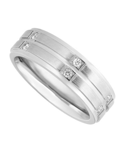 Мужское обручальное кольцо Triton из нержавеющей стали с бриллиантами (1/6 ct. t.w.)