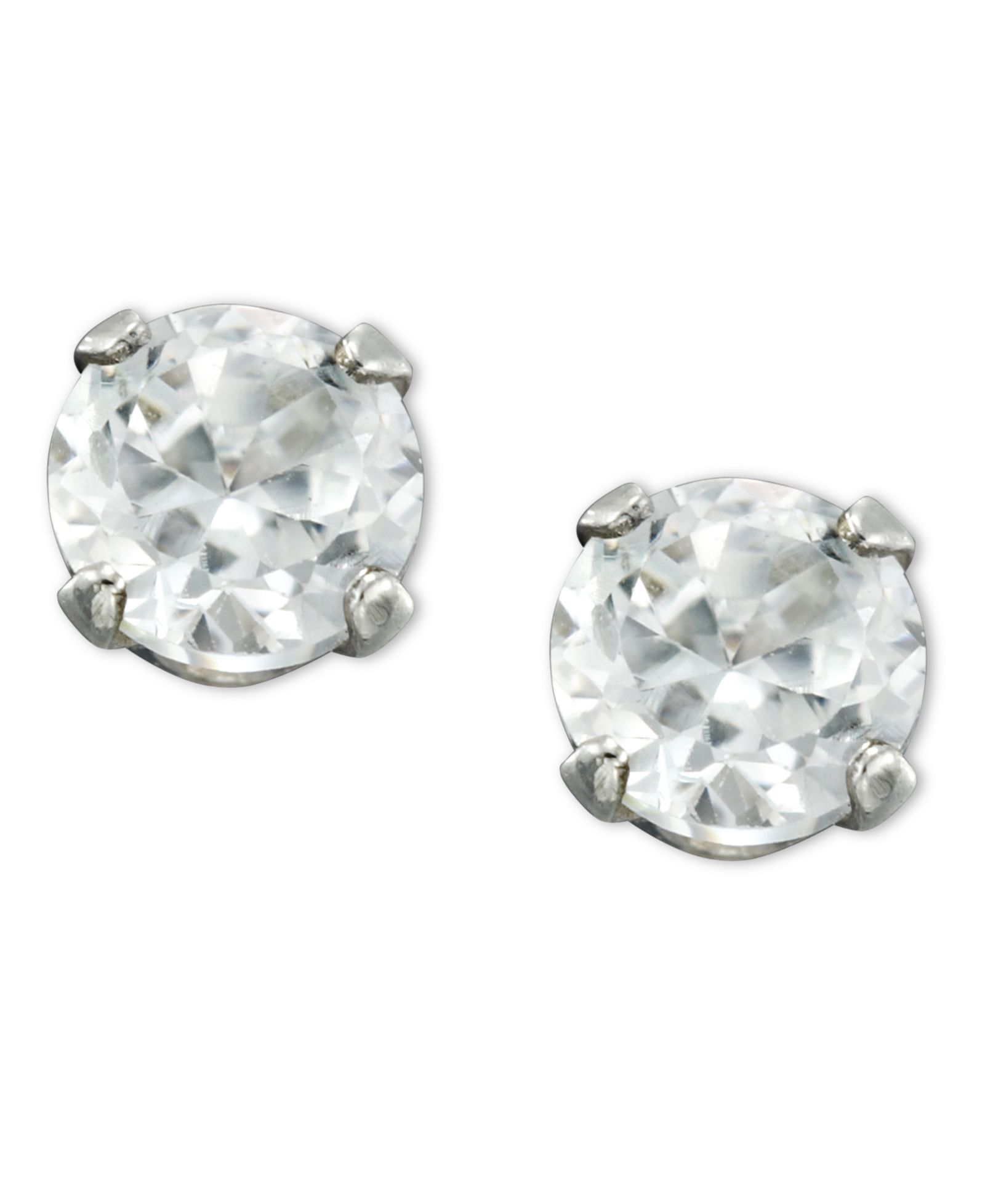 Children's 14k Gold Earrings, Cubic Zirconia Accents