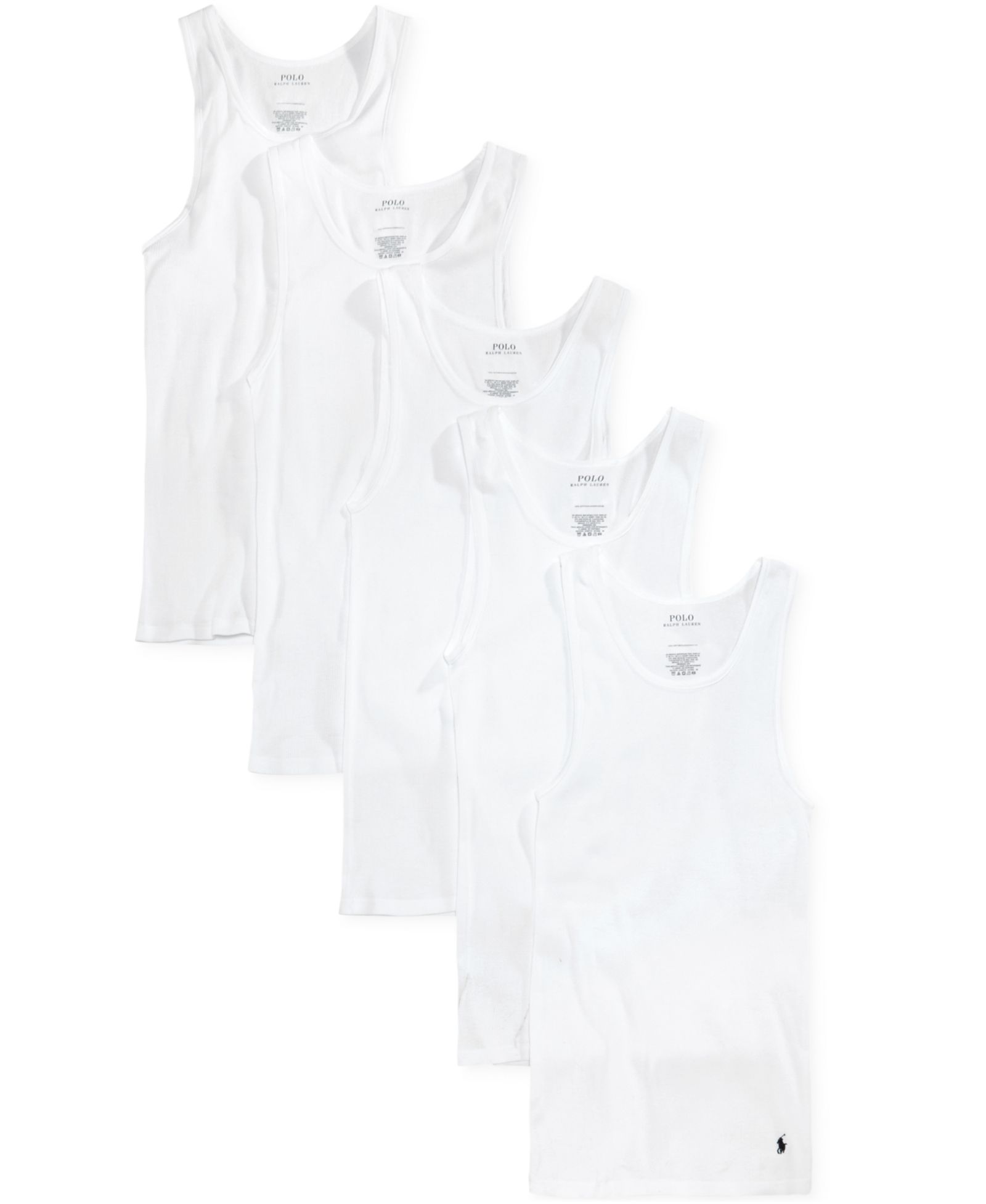 Polo Ralph Lauren Men's 5-Pack Cotton Undershirt Tank Tops