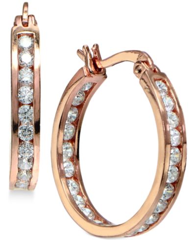 Giani Bernini Small Cubic Zirconia Inside Out Hoop Earrings in Sterling Silver, 0.75", Created for Macy's