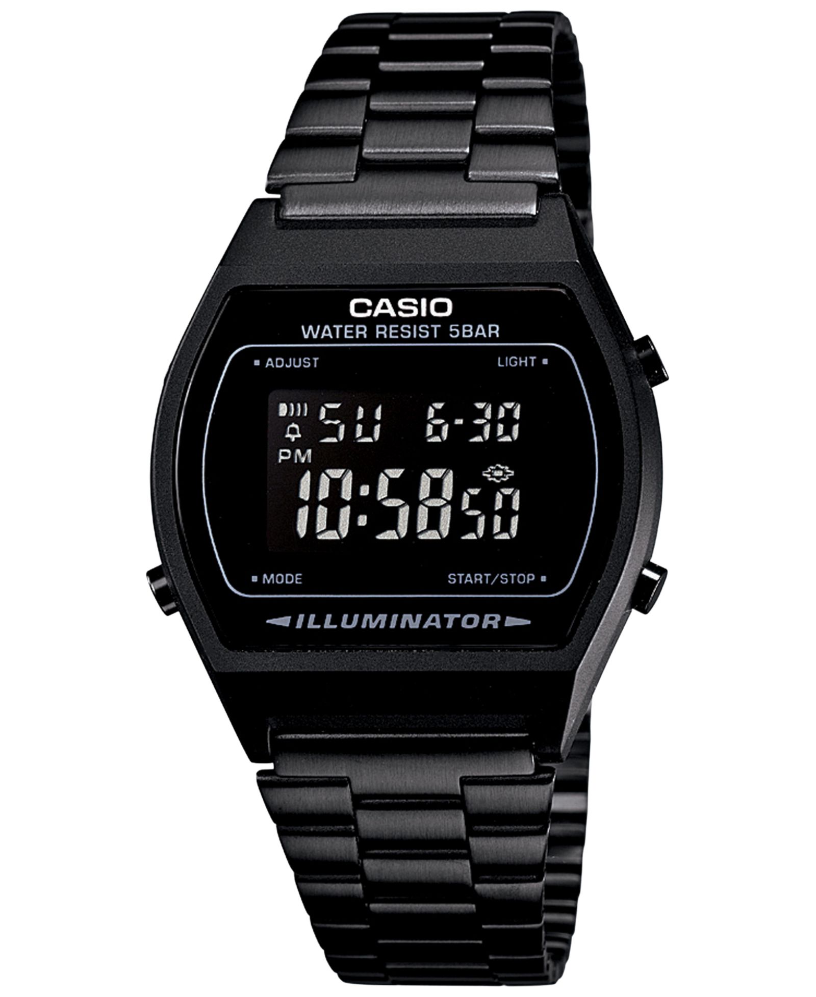 Casio Men's Digital Vintage Black Stainless Steel Bracelet Watch 39x39mm B640WB-1BMV