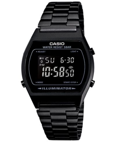 Мужские часы Casio Digital Vintage Black Stainless Steel B640WB-1BMV, 39x39mm