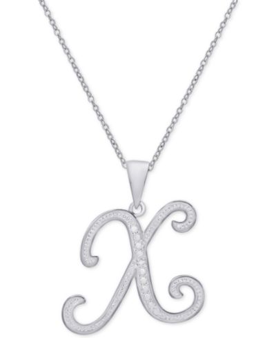 Diamond Accent Script 18" Initial Pendant Necklace in Silver Plate, Gold Plate & Rose Gold Plate