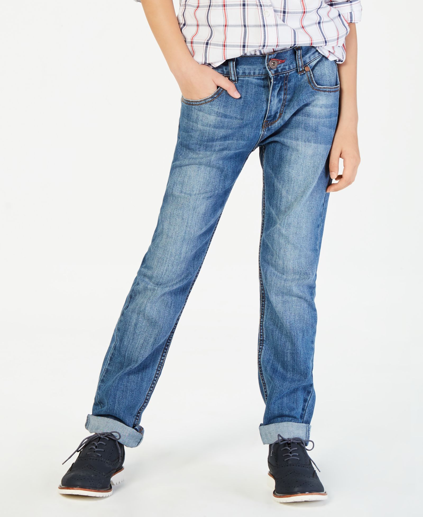 Tommy Hilfiger Big Boys Straight-Fit Stone Blue Jeans