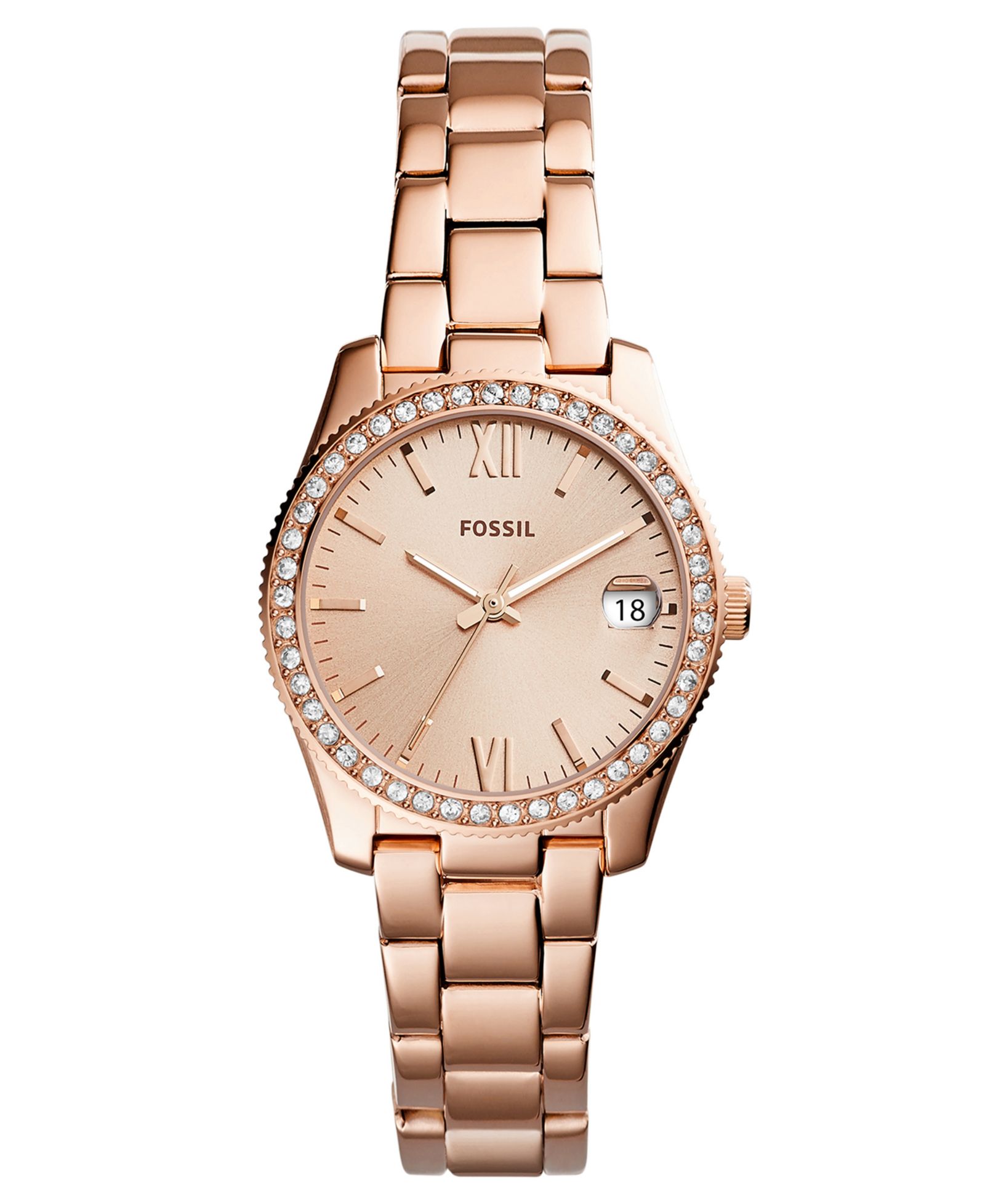 Женские часы Fossil Scarlette на браслете из нержавеющей стали с розовым золотым напылением, 32 мм
