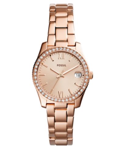 Женские часы Fossil Scarlette на браслете из нержавеющей стали с розовым золотым напылением, 32 мм