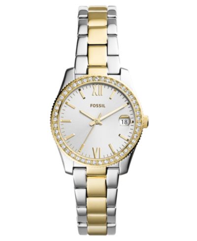 Женские наручные часы Fossil Scarlette, двухцветная нержавеющая сталь, 32mm