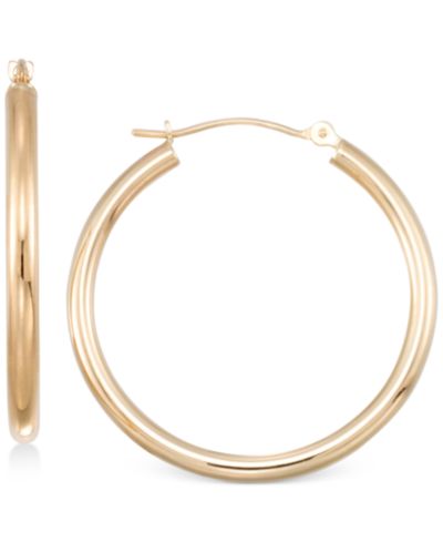 Серьги-кольца из полированной трубки, 10k Gold, White Gold или Rose Gold