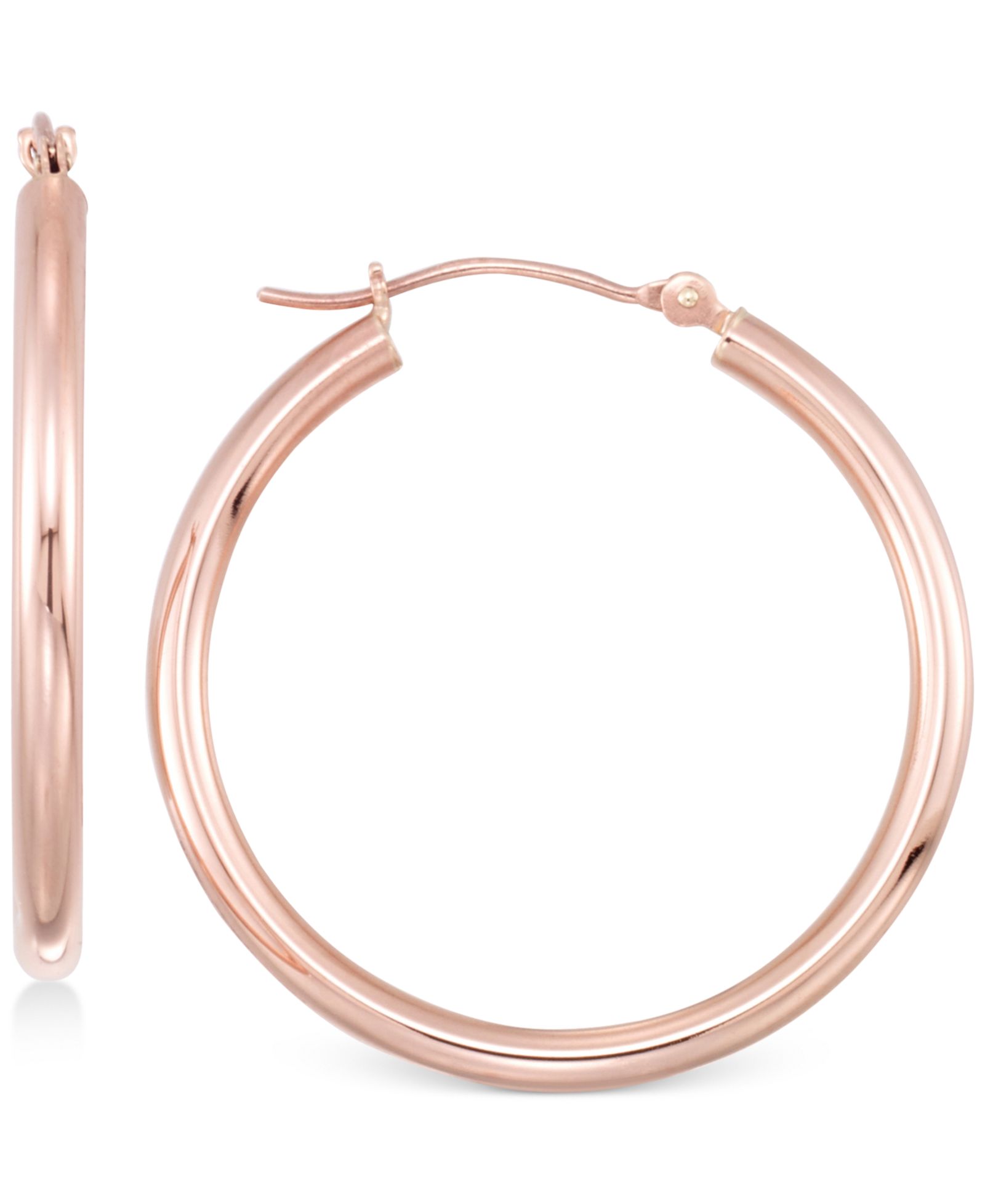 Серьги-кольца из полированной трубки, 10k Gold, White Gold или Rose Gold