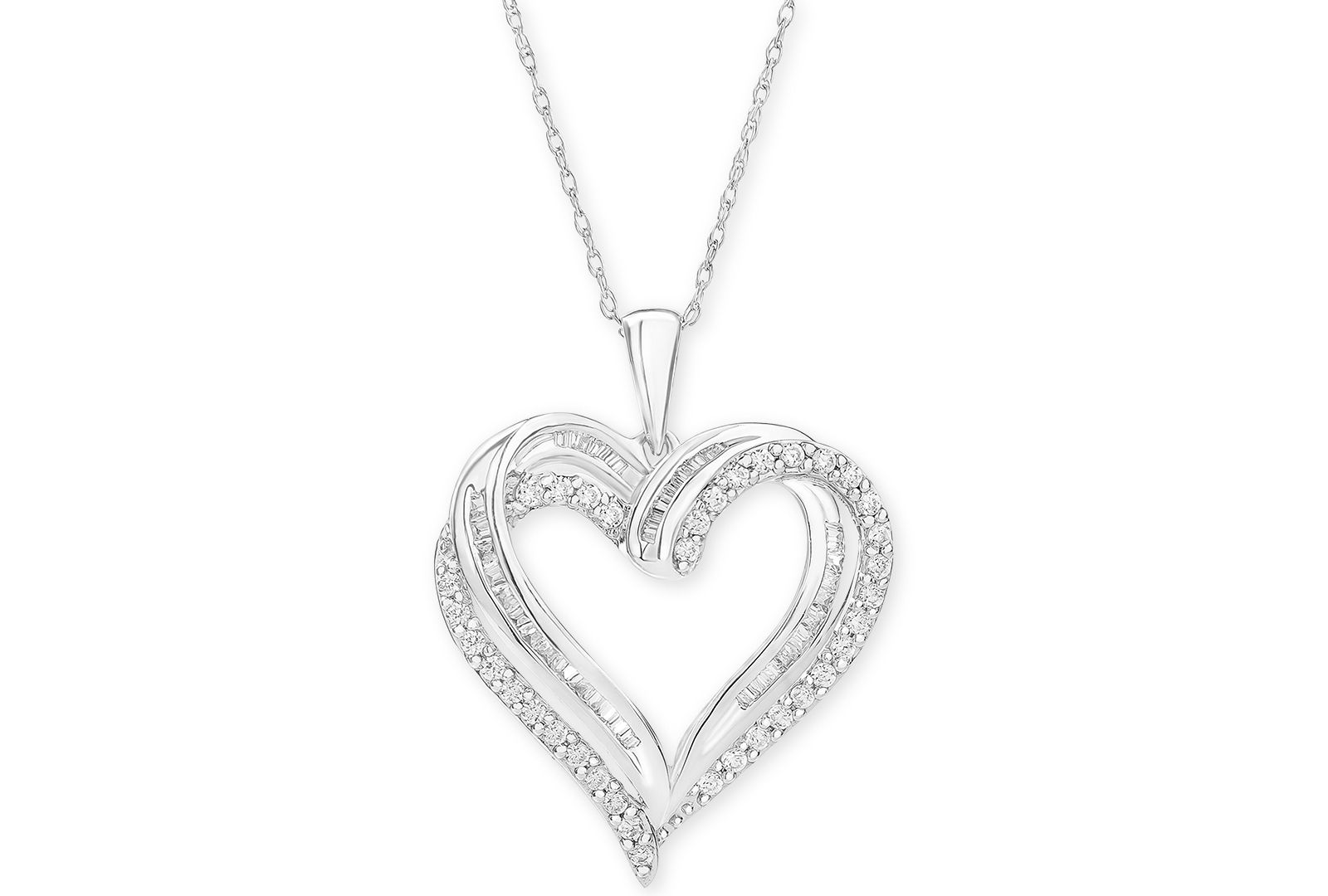 Ожерелье с кулоном Diamond Heart 18" (1/2 ct. t.w.) 10k White, Yellow или Rose Gold