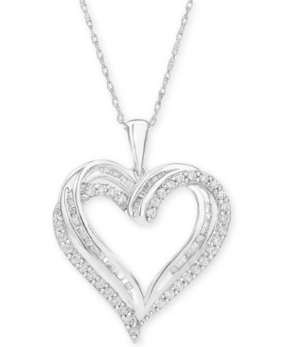 Ожерелье с кулоном Diamond Heart 18" (1/2 ct. t.w.) 10k White, Yellow или Rose Gold