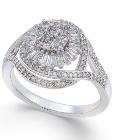 Кольцо Diamond Starburst Cluster (1/2 ct. t.w.) из стерлингового серебра