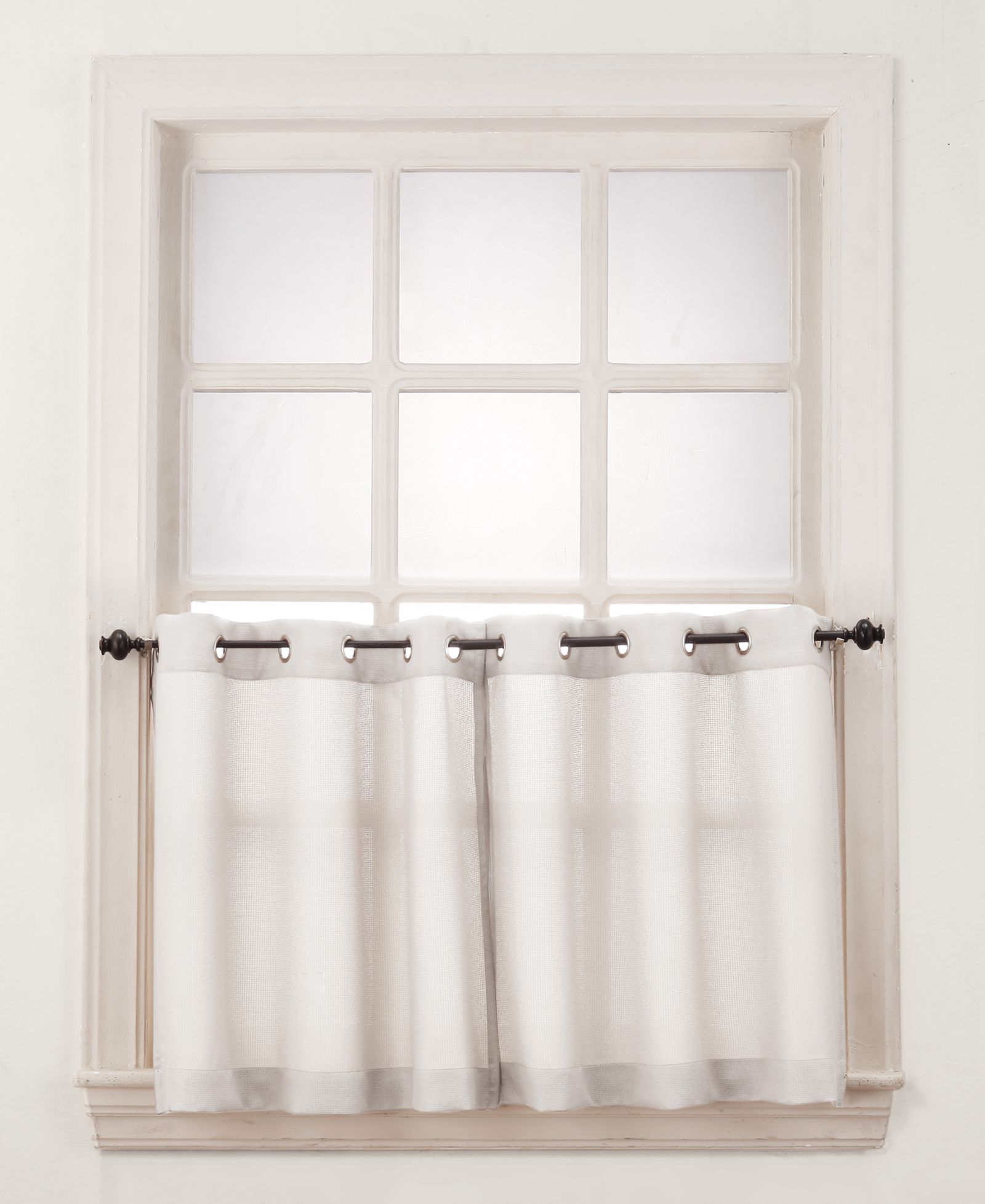 Montego Casual Textured Semi-Sheer Grommet Kitchen Curtain Tier Pair