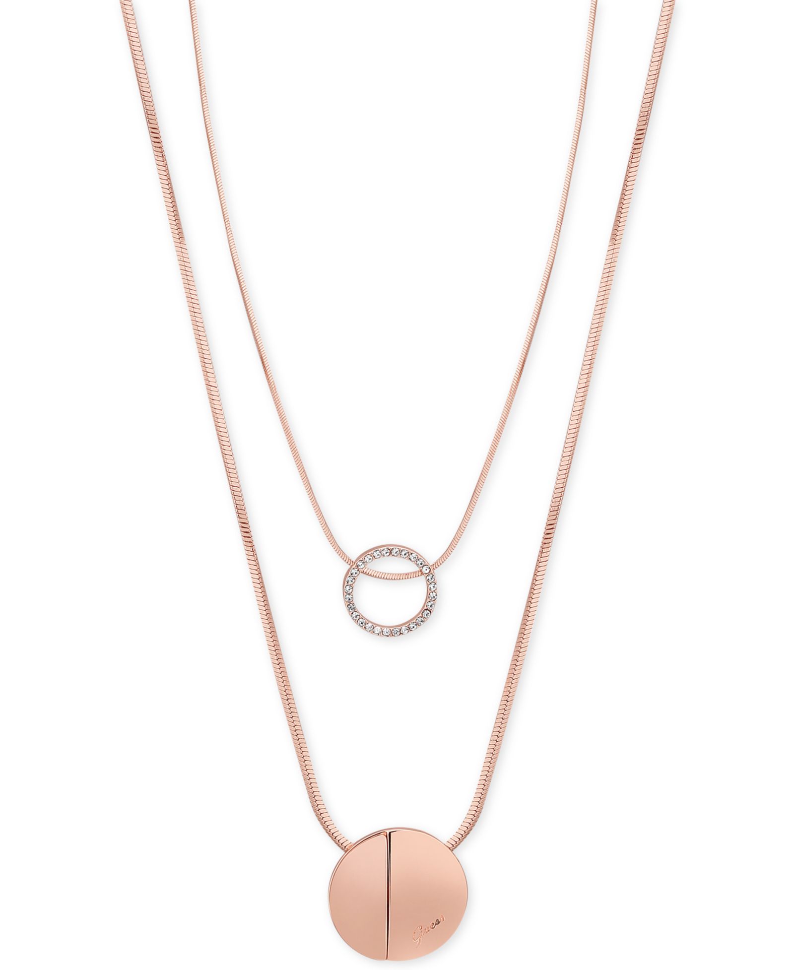 Набор подвесок GUESS Rose Gold-Tone 2-Pc. Set Pavé Pendant Necklaces