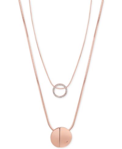 Набор подвесок GUESS Rose Gold-Tone 2-Pc. Set Pavé Pendant Necklaces