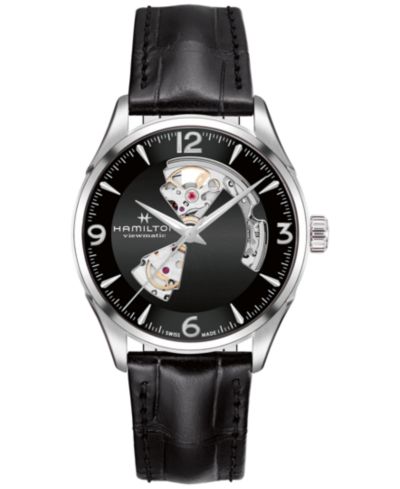 Мужские часы Hamilton Swiss Automatic Jazzmaster Black Leather Strap, 40mm