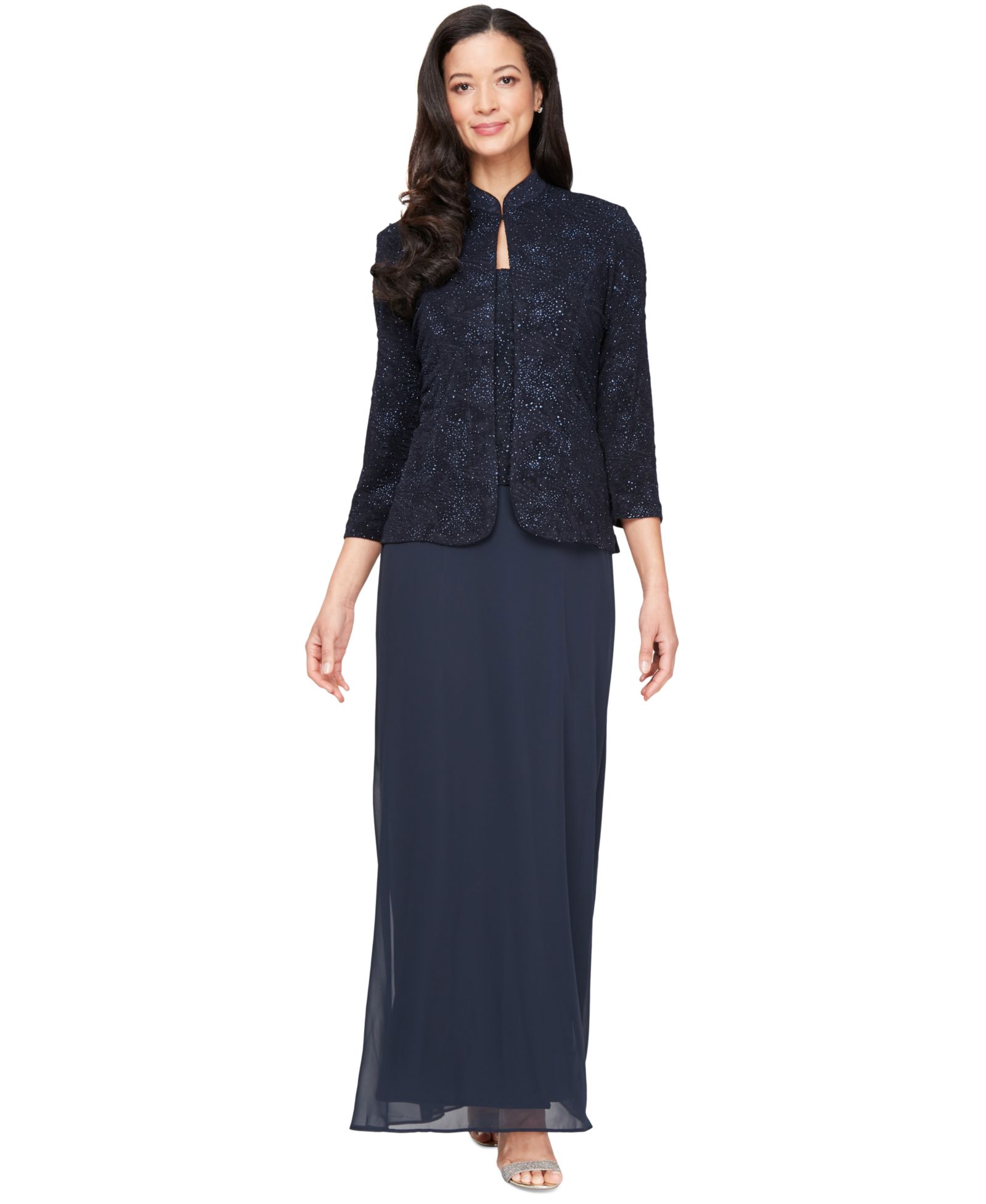 Alex Evenings Dress and Jacket, Patterned Sparkle Evening Dress