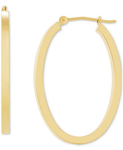 Серьги из полированного золота 10k Oval Flat-Edge Tube 1-1/5"