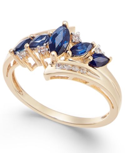 Sapphire (3/4 ct. t.w.) & Diamond (1/10 ct. t.w.) in 14k Gold (Also in Tanzanite, Ruby and Emerald)