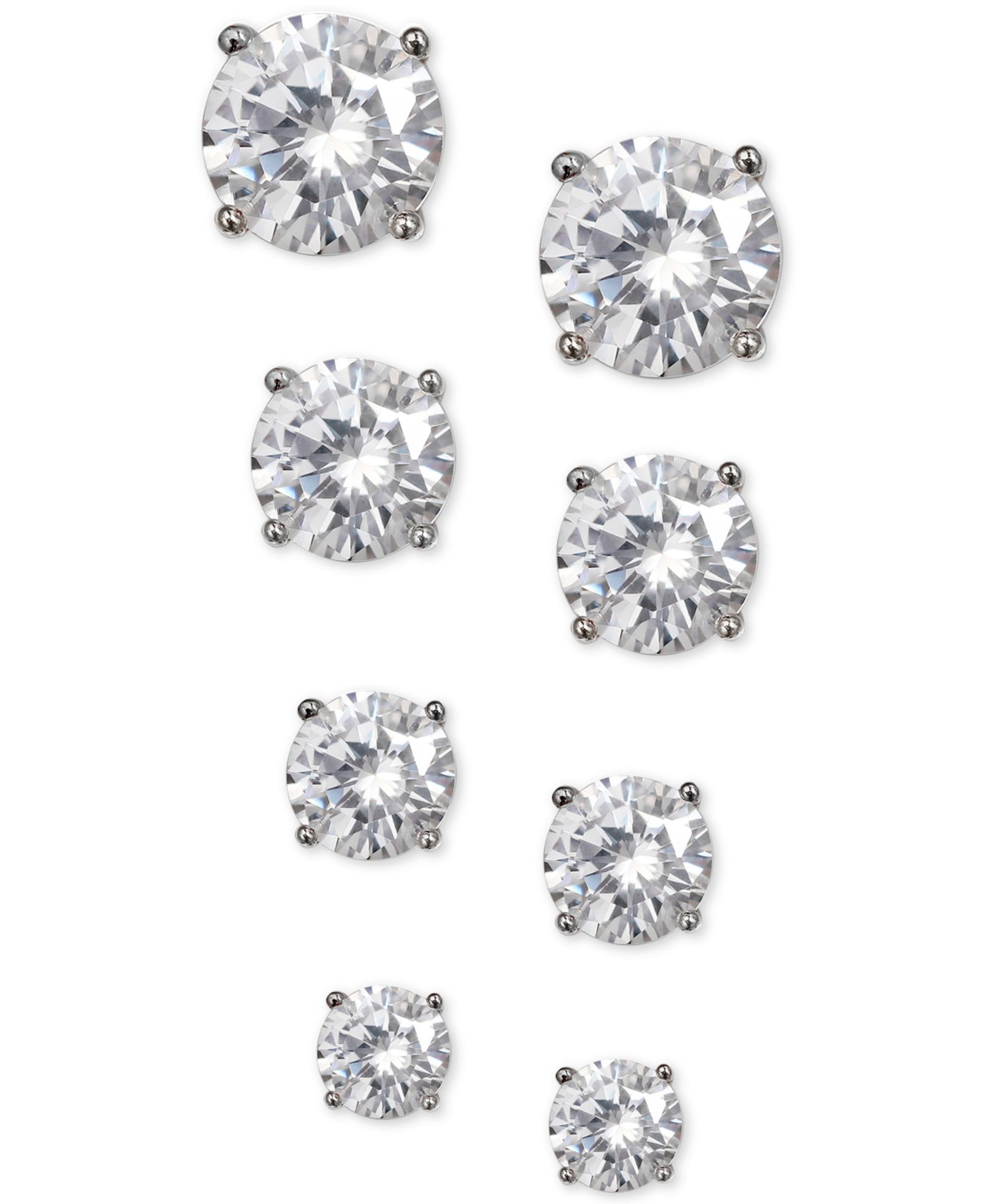 Giani Bernini Серьги-гвоздики Cubic Zirconia из стерлингового серебра, 4 шт.
