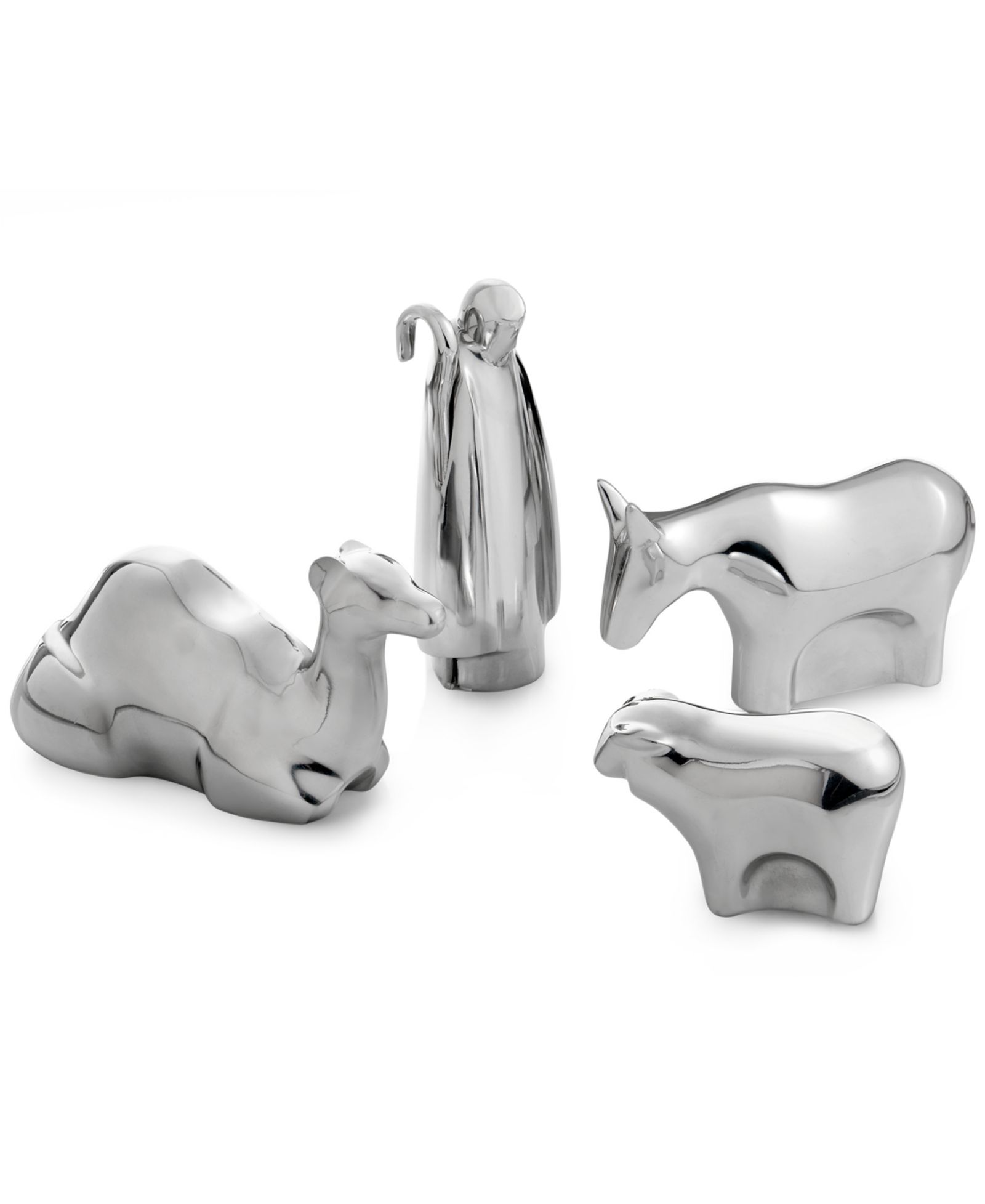 Nambé Nativity Shepherd & Animals Figurines, Set of 4