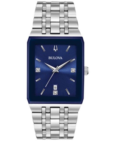 Мужские часы Bulova Futuro Diamond-Accent Stainless Steel Bracelet 31x45mm