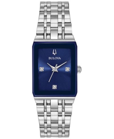 Женские часы Bulova Women's Futuro Diamond-Accent Stainless Steel Bracelet, 21x32mm