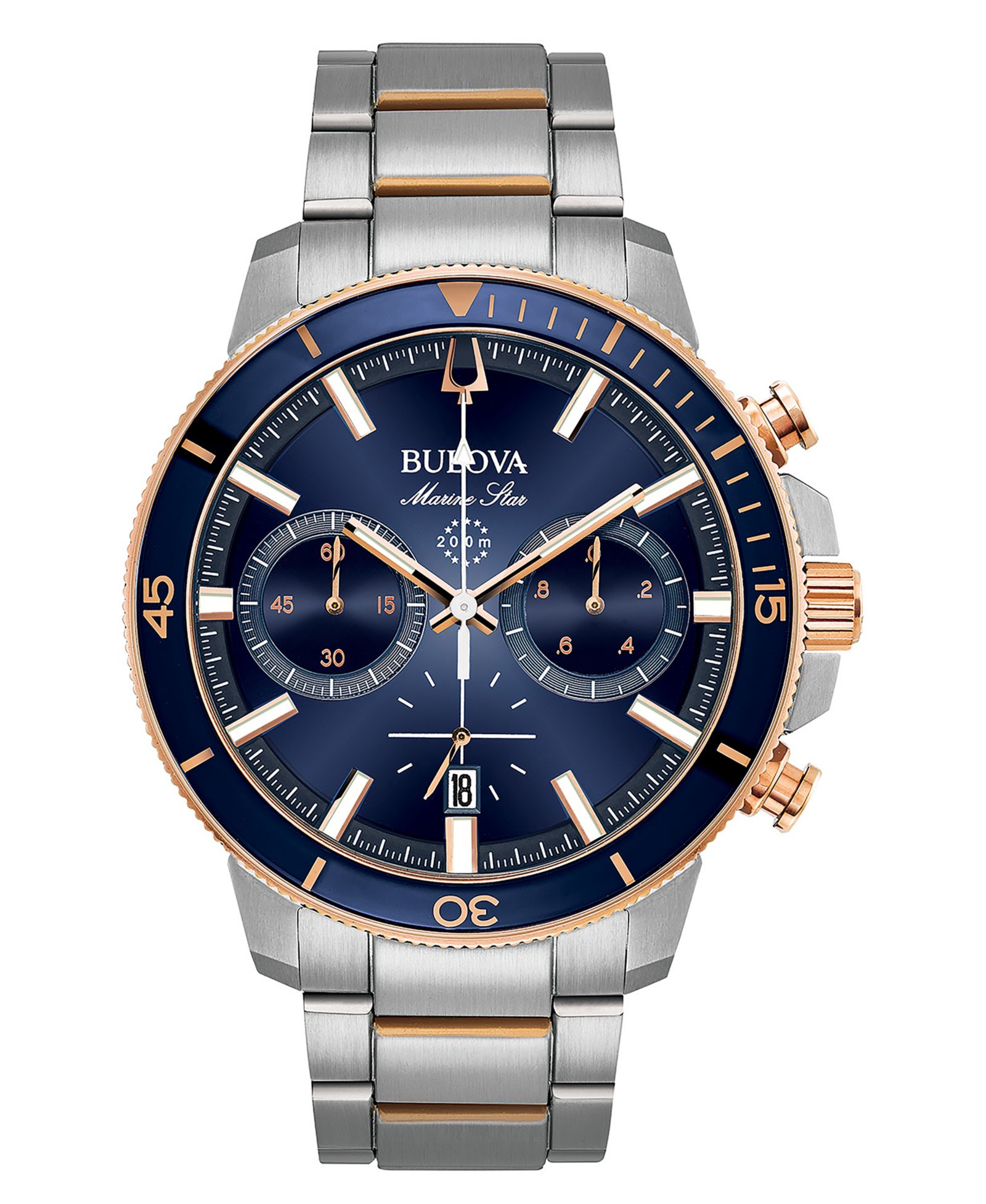 Мужские хронограф-часы Bulova Marine Star Two-Tone Stainless Steel Bracelet Watch 45mm