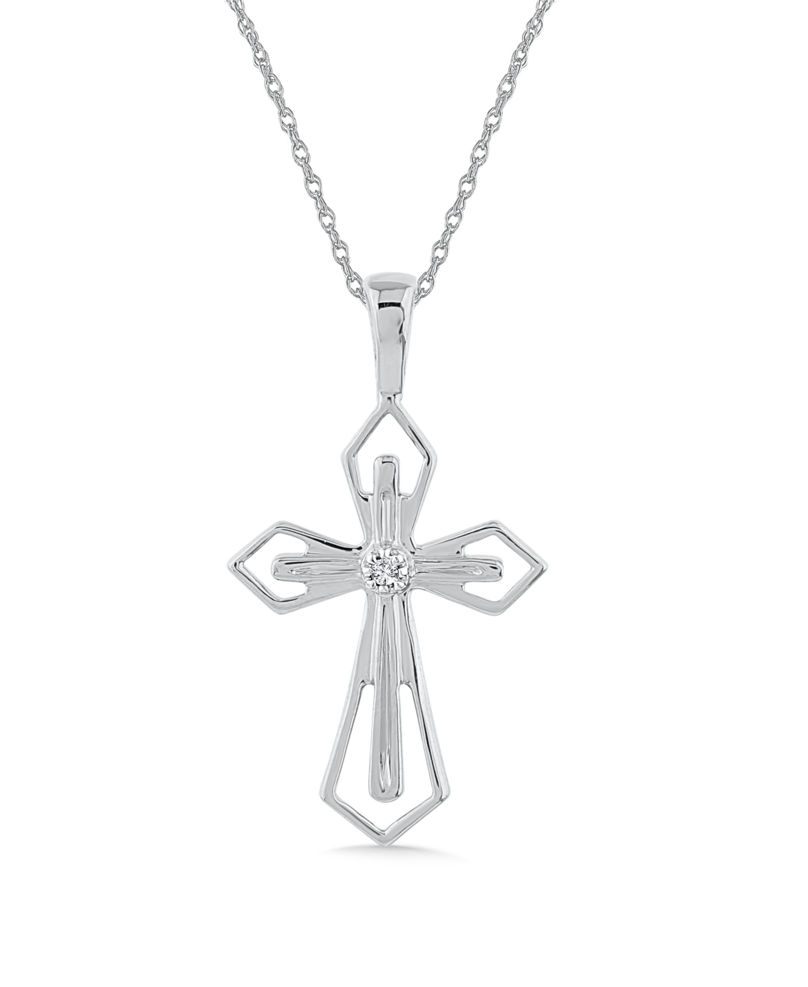 Подвеска с бриллиантом 14k White or Yellow Gold, Diamond Accent Cross