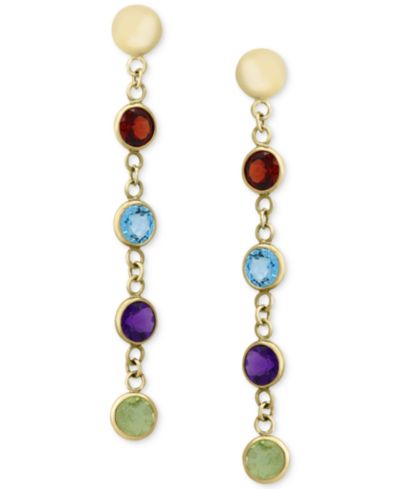 EFFY® Multi-Gemstone Drop Earrings (2-1/5 ct. t.w.) in 14k Gold