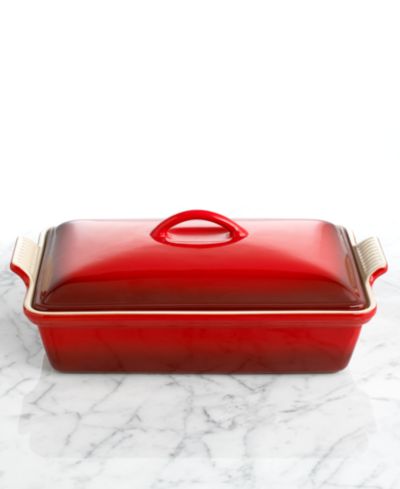 Le Creuset Heritage Stoneware Covered Rectangular Baking Dish, 12" x 9"