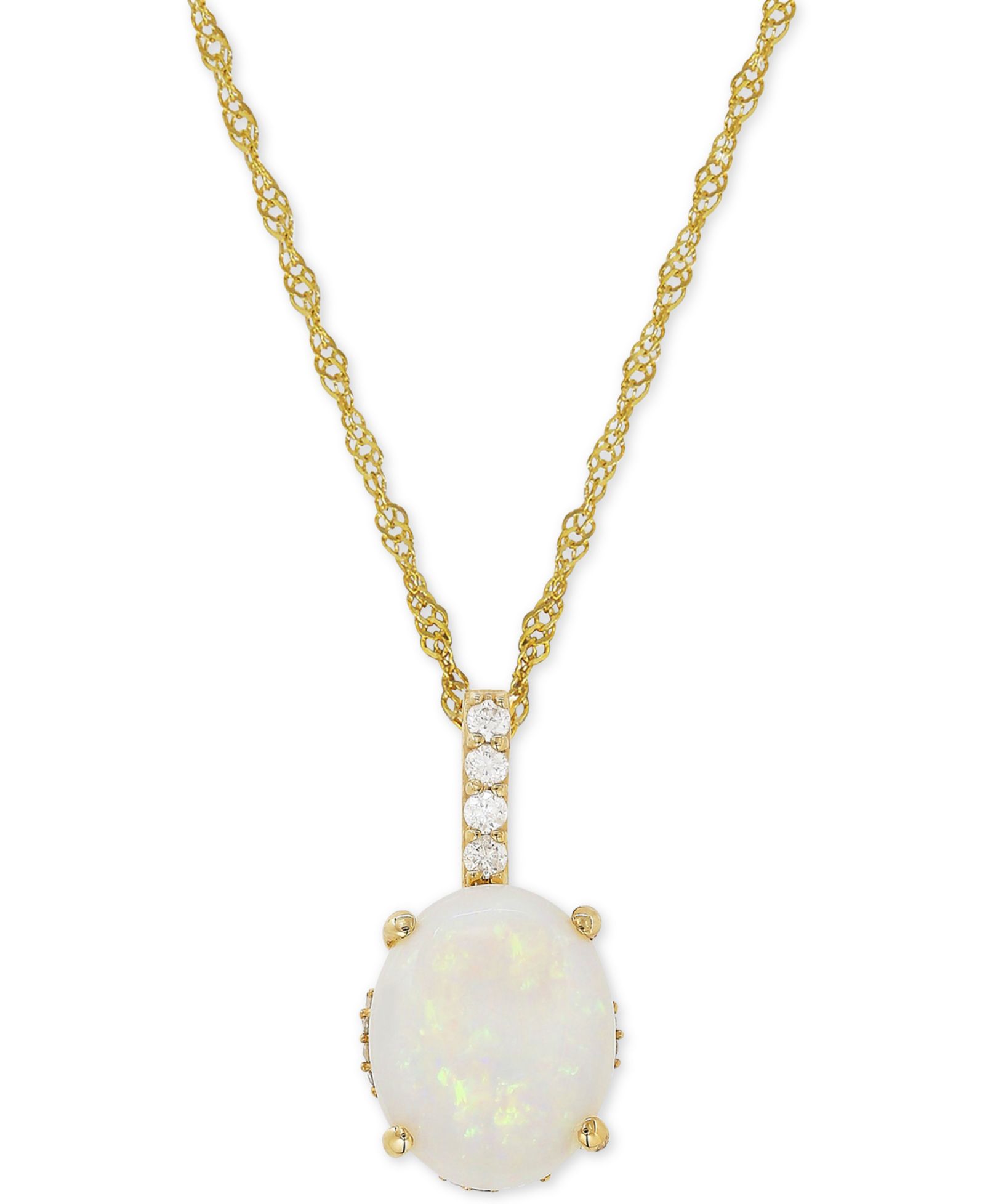 Подвеска-ожерелье Opal (1-5/8 ct. t.w.) & Diamond (1/10 ct. t.w.) в золоте 14k