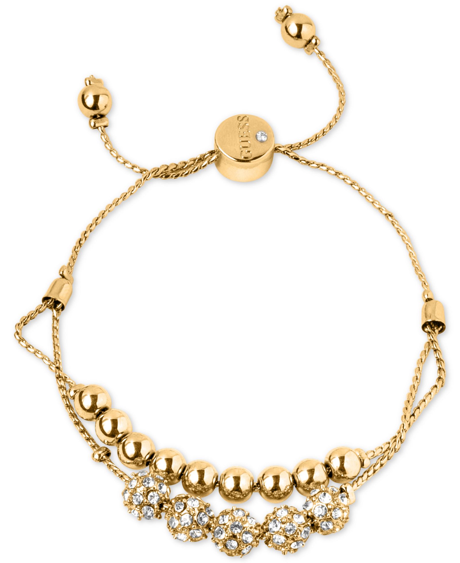 GUESS Pavé Beaded Double-Row Slider Bracelet
